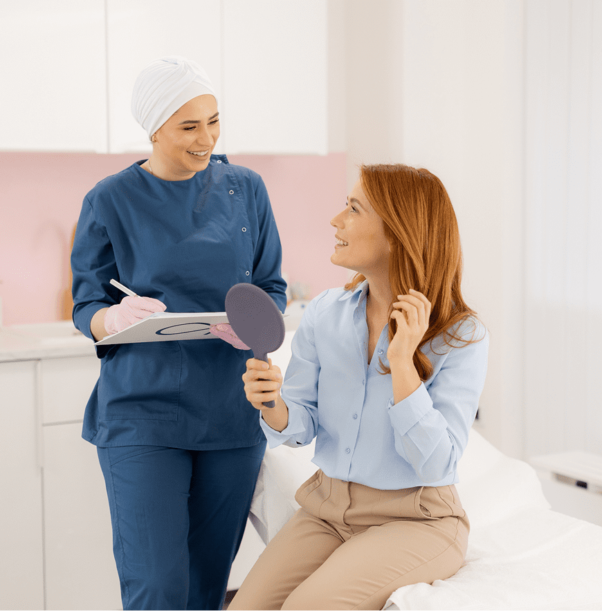 Patient consulting with healthcare professional