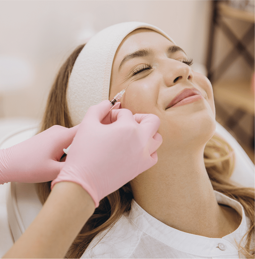 Woman receiving cosmetic injection