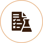 Document and flask icon in circle