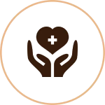 Heart and hands icon in circle